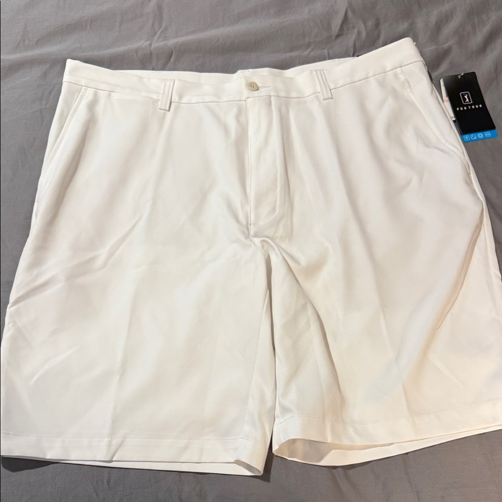 PGA Tour Men's Cream Flat Front Shorts